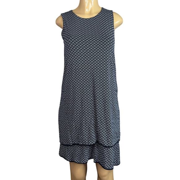 J Jill Wearever Collection Sleeveless Layered Elliptical Dress Black White SZ XS - Picture 1 of 9